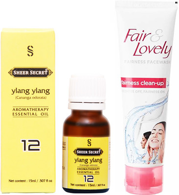 

Sheer Secret Ylang Ylang Essential Oil 15 ml and Fair & Lovely Fairness Instant Glow Clean-up face wash 100 ml(Set of 2)