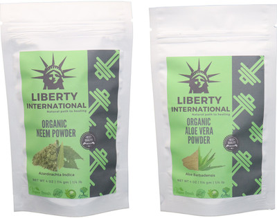 

LIBERTY INTERNATIONAL Neem & Aloevera Powder ( 114 Gm Each ) For Face , Hair & Skin Care Certified C18(Set of 2)