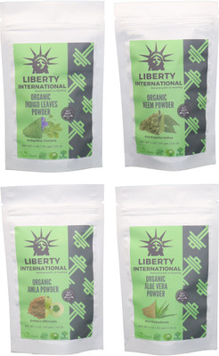 

LIBERTY INTERNATIONAL Indigo & Neem & Amla & Aloevera Powder ( 114 Gm Each ) For Face , Hair & Skin Care Certified C18(Set of 4)