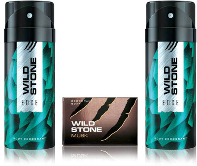 

Wild Stone 2 Edge Deodorant and 75gm Musk Soap(Set of 3)