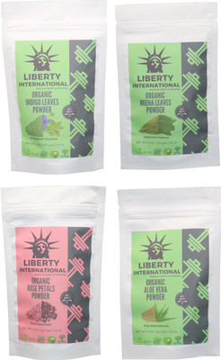 

LIBERTY INTERNATIONAL Indigo & Heena & Rose & Aloevera Powder ( 227 Gm Each ) For Face , Hair & Skin Care Certified C18(Set of 4)