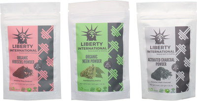 

LIBERTY INTERNATIONAL Hibiscus & Neem & Charcoal Powder ( 227 Gm Each ) For Face , Hair & Skin Care Certified C18(Set of 3)