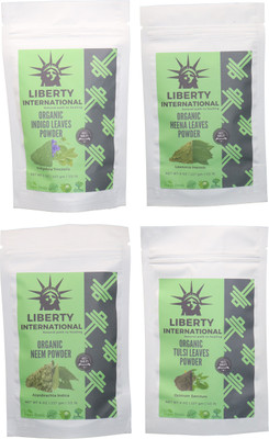 

LIBERTY INTERNATIONAL Indigo & Heena & Neem & Tulsi Powder ( 227 Gm Each ) For Face , Hair & Skin Care Certified C18(Set of 4)