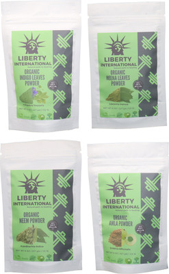

LIBERTY INTERNATIONAL Indigo & Heena & Neem & Amla Powder ( 227 Gm Each ) For Face , Hair & Skin Care Certified C9 912 g(Set of 4)