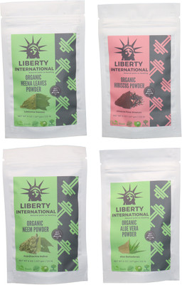 

LIBERTY INTERNATIONAL Heena & Hibiscus & Neem & Aloevera Powder ( 227 Gm Each ) For Face , Hair & Skin Care Certified C18(Set of 4)