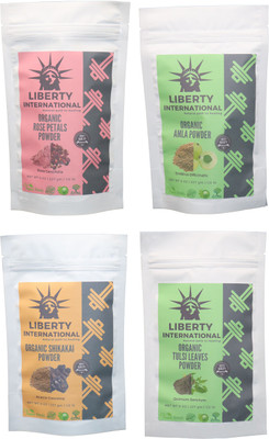 

LIBERTY INTERNATIONAL Rose & Amla & Shikakai & Tulsi Powder ( 227 Gm Each ) For Face , Hair & Skin Care Certified C18(Set of 4)