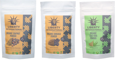 

LIBERTY INTERNATIONAL Soapnut & Shikakai & Aloevera Powder ( 114 Gm Each ) For Face , Hair & Skin Care Certified C18(Set of 3)