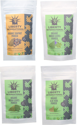 

LIBERTY INTERNATIONAL Soapnut & Indigo & Heena & Aloevera Powder ( 227 Gm Each ) For Face , Hair & Skin Care Certified C18(Set of 4)