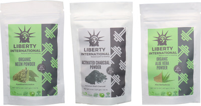 

LIBERTY INTERNATIONAL Neem & Charcoal & Aloevera Powder ( 227 Gm Each ) For Face , Hair & Skin Care Certified C18(Set of 3)