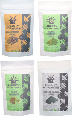 

LIBERTY INTERNATIONAL Soapnut & Heena & Amla & Charcoal Powder ( 114 Gm Each ) For Face , Hair & Skin Care Certified C18(Set of 4)