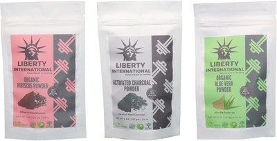

LIBERTY INTERNATIONAL Hibiscus & Charcoal & Aloevera Powder ( 227 Gm Each ) For Face , Hair & Skin Care Certified C18(Set of 3)