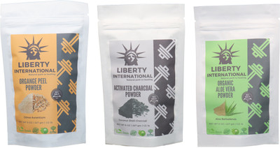 

LIBERTY INTERNATIONAL Orange & Charcoal & Aloevera Powder ( 227 Gm Each ) For Face , Hair & Skin Care Certified C18(Set of 3)