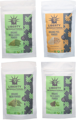 

LIBERTY INTERNATIONAL Heena & Orange & Neem & Tulsi Powder ( 227 Gm Each ) For Face , Hair & Skin Care Certified C18(Set of 4)