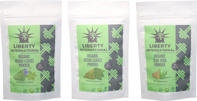 

LIBERTY INTERNATIONAL Indigo & Heena & Aloevera Powder ( 114 Gm Each ) For Face , Hair & Skin Care Certified C18(Set of 3)
