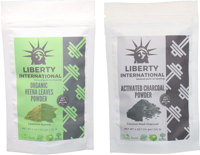 

LIBERTY INTERNATIONAL Heena & Charcoal Powder ( 114 Gm Each ) For Face , Hair & Skin Care Certified C18(Set of 2)