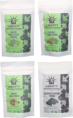 

LIBERTY INTERNATIONAL Indigo & Neem & Amla & Charcoal Powder ( 114 Gm Each ) For Face , Hair & Skin Care Certified C18(Set of 4)