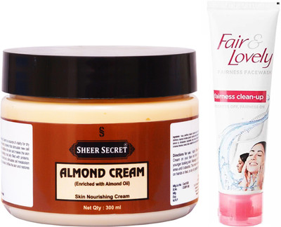 

Sheer Secret Almond Cream 300ml and Fair & Lovely Fairness Instant Glow Clean-up face wash 100 ml(Set of 2)