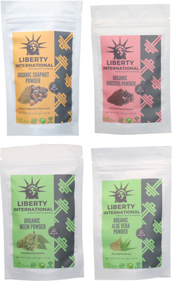 

LIBERTY INTERNATIONAL Soapnut & Hibiscus & Neem & Aloevera Powder ( 227 Gm Each ) For Face , Hair & Skin Care Certified C18(Set of 4)