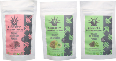 

LIBERTY INTERNATIONAL Rose & Amla & Tulsi Powder ( 227 Gm Each ) For Face , Hair & Skin Care Certified C18(Set of 3)