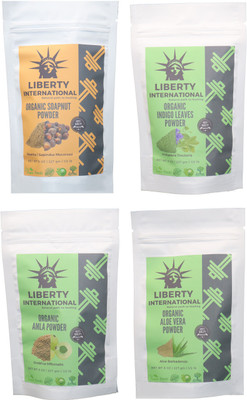 

LIBERTY INTERNATIONAL Soapnut & Indigo & Amla & Aloevera Powder ( 227 Gm Each ) For Face , Hair & Skin Care Certified C18(Set of 4)