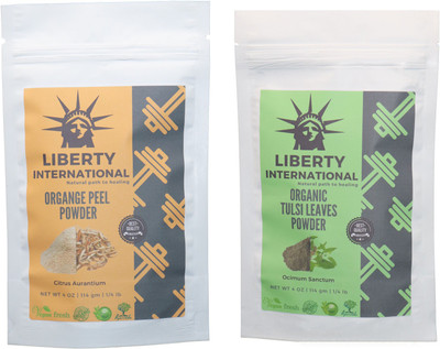

LIBERTY INTERNATIONAL Orange & Tulsi Powder ( 114 Gm Each ) For Face , Hair & Skin Care Certified C18(Set of 2)
