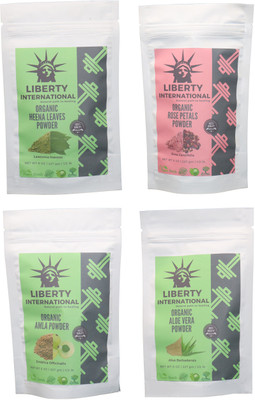 

LIBERTY INTERNATIONAL Heena & Rose & Amla & Aloevera Powder ( 227 Gm Each ) For Face , Hair & Skin Care Certified C9 912 g(Set of 4)
