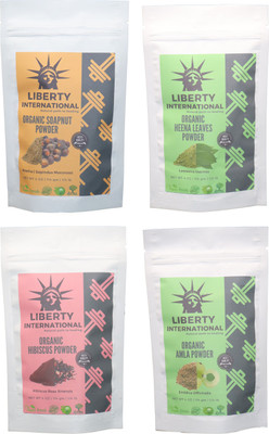 

LIBERTY INTERNATIONAL Soapnut & Heena & Hibiscus & Amla Powder ( 114 Gm Each ) For Face , Hair & Skin Care Certified C18(Set of 4)