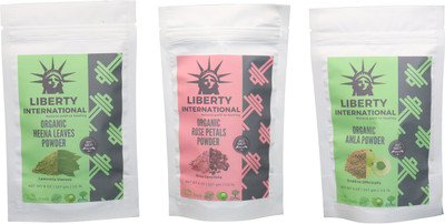 

LIBERTY INTERNATIONAL Heena & Rose & Amla Powder ( 227 Gm Each ) For Face , Hair & Skin Care Certified C18(Set of 3)