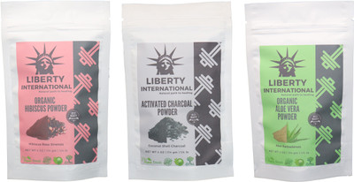

LIBERTY INTERNATIONAL Hibiscus & Charcoal & Aloevera Powder ( 114 Gm Each ) For Face , Hair & Skin Care Certified C18(Set of 3)