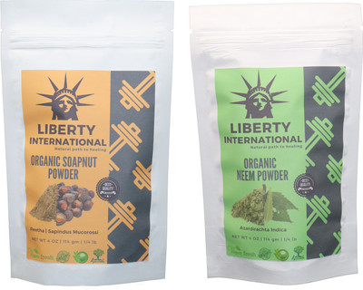 

LIBERTY INTERNATIONAL Soapnut & Neem Powder ( 114 Gm Each ) For Face , Hair & Skin Care Certified C18(Set of 2)