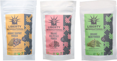 

LIBERTY INTERNATIONAL Soapnut & Rose & Neem Powder ( 227 Gm Each ) For Face , Hair & Skin Care Certified C18(Set of 3)