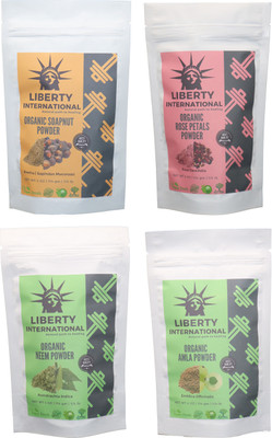 

LIBERTY INTERNATIONAL Soapnut & Rose & Neem & Amla Powder ( 114 Gm Each ) For Face , Hair & Skin Care(Set of 4)