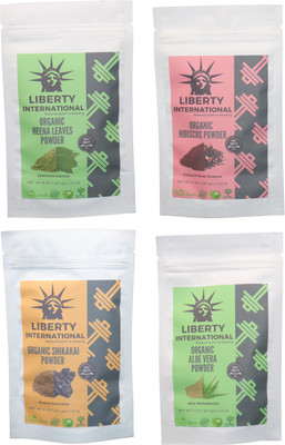 

LIBERTY INTERNATIONAL Heena & Hibiscus & Shikakai & Aloevera Powder ( 227 Gm Each ) For Face , Hair & Skin Care Certified C18(Set of 4)