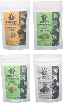

LIBERTY INTERNATIONAL Orange & Neem & Amla & Charcoal Powder ( 227 Gm Each ) For Face , Hair & Skin Care Certified C18(Set of 4)