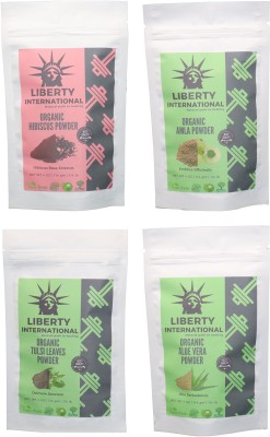 

LIBERTY INTERNATIONAL Hibiscus & Amla & Tulsi & Aloevera Powder ( 114 Gm Each ) For Face , Hair & Skin Care Certified C9 456 g(Set of 4)