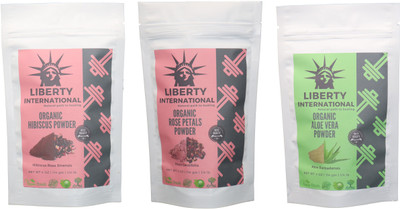 

LIBERTY INTERNATIONAL Hibiscus & Rose & Aloevera Powder ( 114 Gm Each ) For Face , Hair & Skin Care Certified C18(Set of 3)