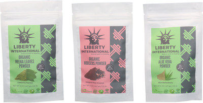 

LIBERTY INTERNATIONAL Heena & Hibiscus & Aloevera Powder ( 227 Gm Each ) For Face , Hair & Skin Care Certified C18(Set of 3)