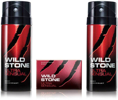 

Wild Stone 2 Ultra Sensual Deodorant and 125gm Soap(Set of 3)