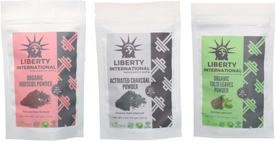 

LIBERTY INTERNATIONAL Hibiscus & Charcoal & Tulsi Powder ( 114 Gm Each ) For Face , Hair & Skin Care Certified C18(Set of 3)