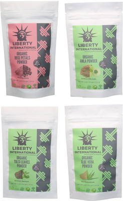 

LIBERTY INTERNATIONAL Rose & Amla & Tulsi & Aloevera Powder ( 114 Gm Each ) For Face , Hair & Skin Care Certified C18(Set of 4)