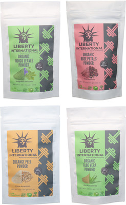 

LIBERTY INTERNATIONAL Indigo & Rose & Orange & Aloevera Powder ( 114 Gm Each ) For Face , Hair & Skin Care Certified C18(Set of 4)