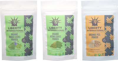 

LIBERTY INTERNATIONAL Indigo & Heena & Orange Powder ( 114 Gm Each ) For Face , Hair & Skin Care Certified C18(Set of 3)
