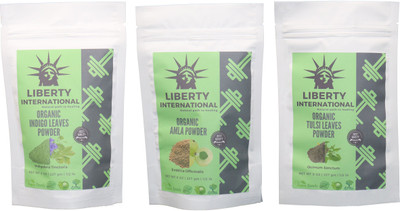 

LIBERTY INTERNATIONAL Indigo & Amla & Tulsi Powder ( 227 Gm Each ) For Face , Hair & Skin Care Certified C18(Set of 3)