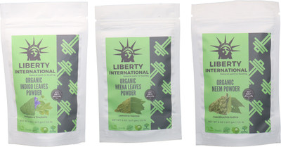 

LIBERTY INTERNATIONAL Indigo & Heena & Neem Powder ( 227 Gm Each ) For Face , Hair & Skin Care Certified C18(Set of 3)