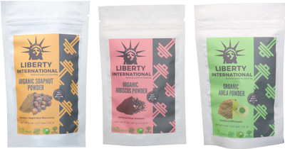 

LIBERTY INTERNATIONAL Soapnut & Hibiscus & Amla Powder ( 227 Gm Each ) For Face , Hair & Skin Care Certified C18(Set of 3)