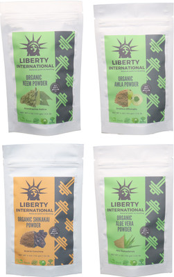 

LIBERTY INTERNATIONAL Neem & Amla & Shikakai & Aloevera Powder ( 114 Gm Each ) For Face , Hair & Skin Care Certified C18(Set of 4)