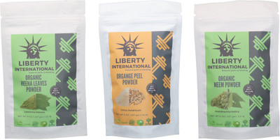 

LIBERTY INTERNATIONAL Heena & Orange & Neem Powder ( 227 Gm Each ) For Face , Hair & Skin Care Certified C18(Set of 3)