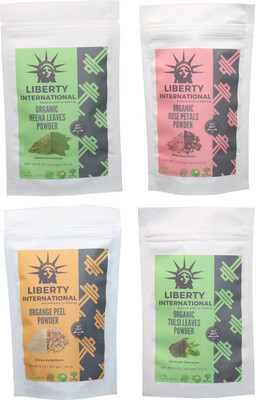 

LIBERTY INTERNATIONAL Heena & Rose & Orange & Tulsi Powder ( 227 Gm Each ) For Face , Hair & Skin Care Certified C18(Set of 4)