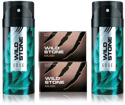 

Wild Stone 2 Edge Deodorant and 2 Musk 75gm Soap(Set of 4)