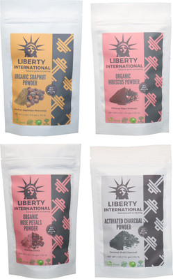 

LIBERTY INTERNATIONAL Soapnut & Hibiscus & Rose & Charcoal Powder ( 114 Gm Each ) For Face , Hair & Skin Care(Set of 4)